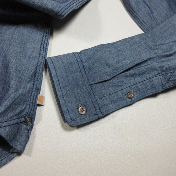 Carhartt womens blue chambray Rugged Flex durable stretch work shirt S NWT - Picture 4 of 4